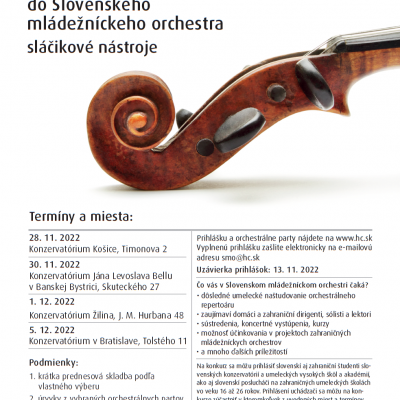 Foto: Konkurz do Slovenského mládežníckeho orchestra – UZÁVIERKA PRIHLÁŠOK POSUNUTÁ NA  21. 11. 2022