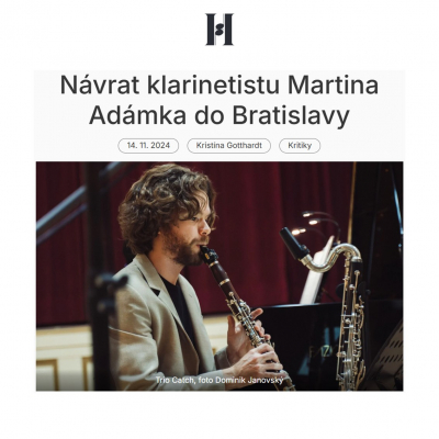 Foto: Recenzia - Návrat klarinetistu Martina Adámka do Bratislavy